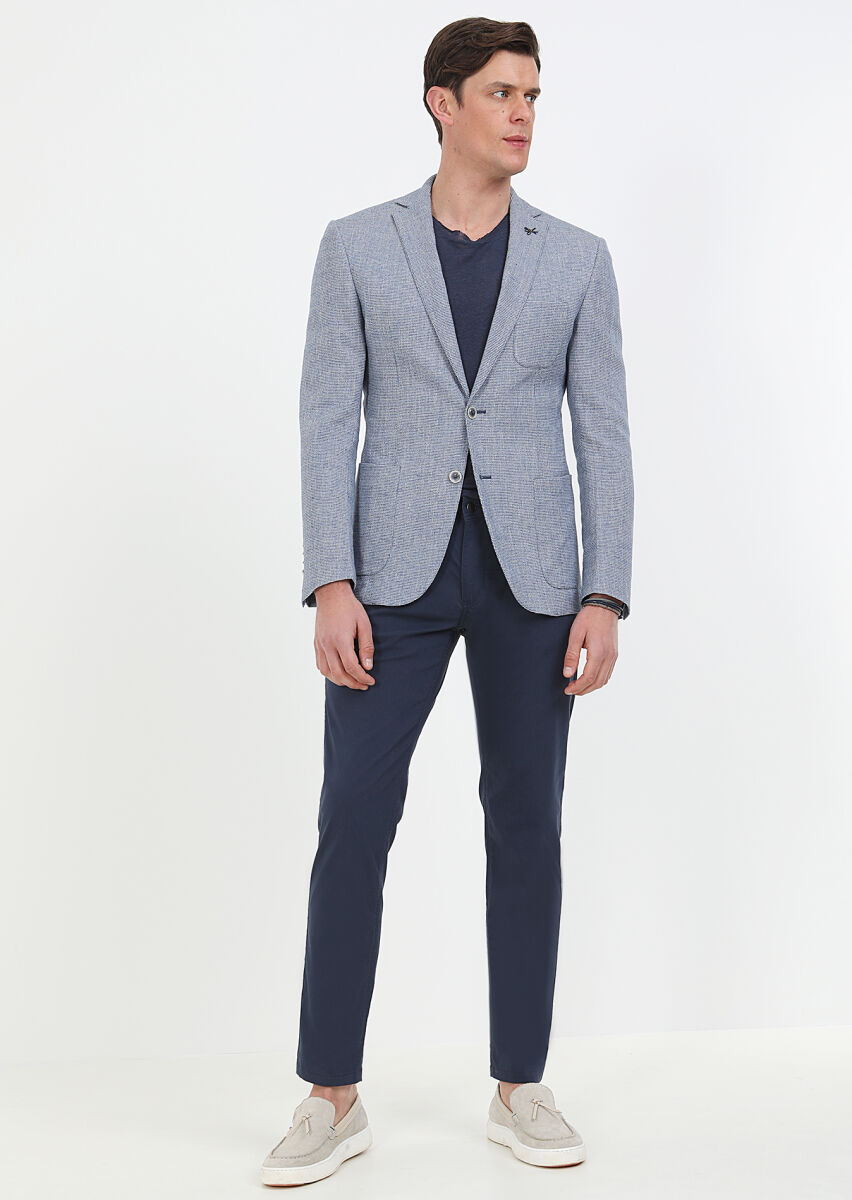 Blue Micro Zeroweight Slim Fit Cotton Blended Jacket - 3