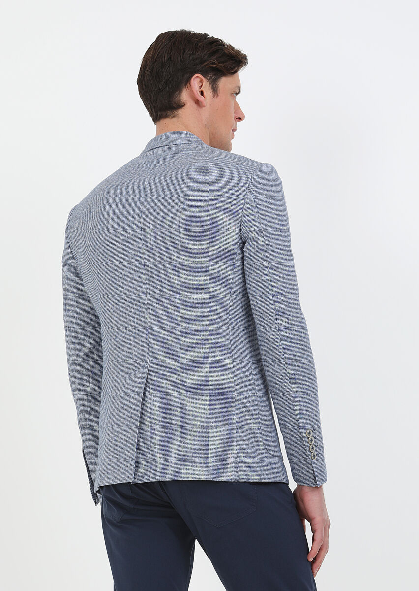 Blue Micro Zeroweight Slim Fit Cotton Blended Jacket - 7