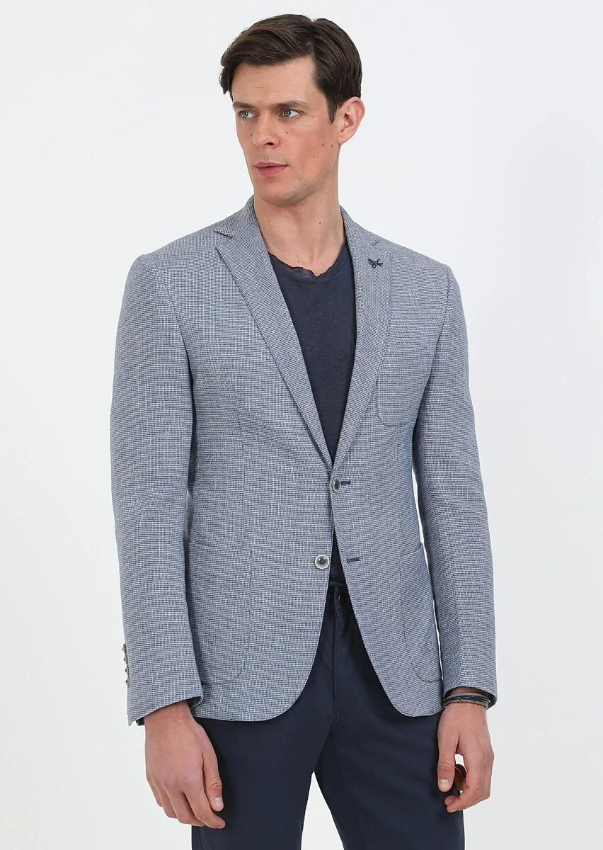 Blue Micro Zeroweight Slim Fit Cotton Blended Jacket - 2