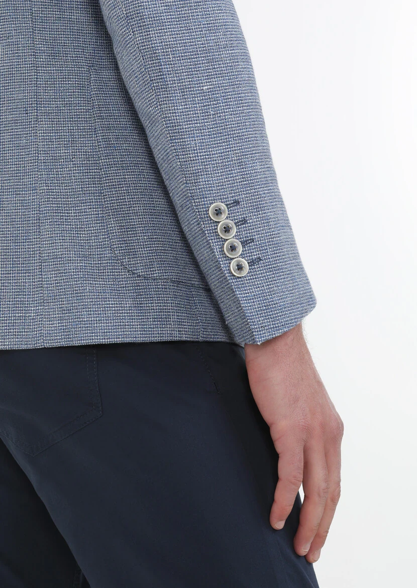 Blue Micro Zeroweight Slim Fit Cotton Blended Jacket - 6