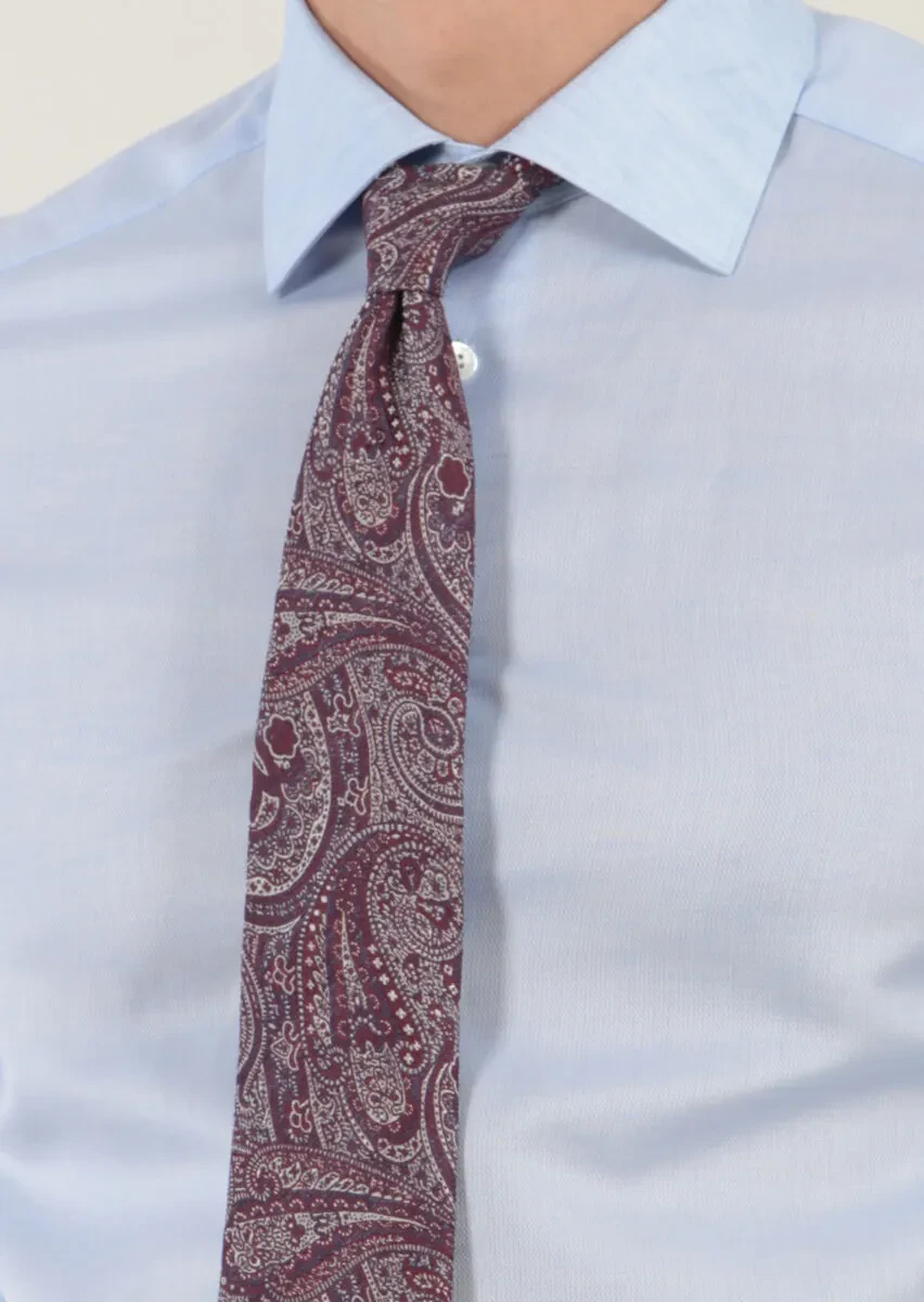 Blue Patterned Regular Fit Weaving Classical Cotton Blended Shirt - 4