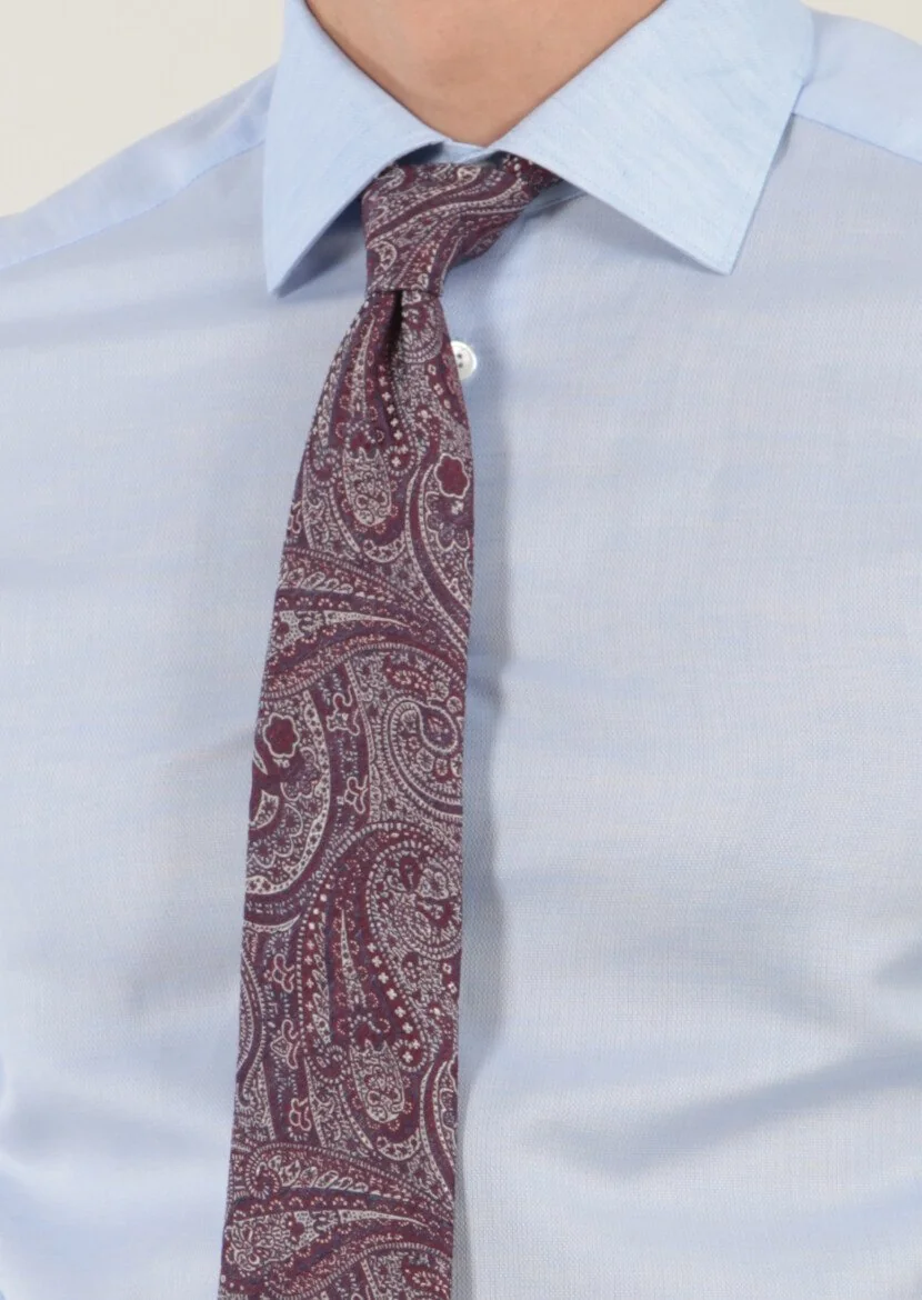 Blue Patterned Weaving Classical Cotton Blended Shirt - 4