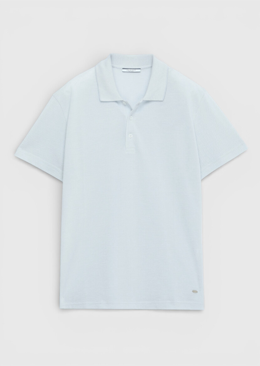 Blue Plain Cotton Blended T-Shirt - 6