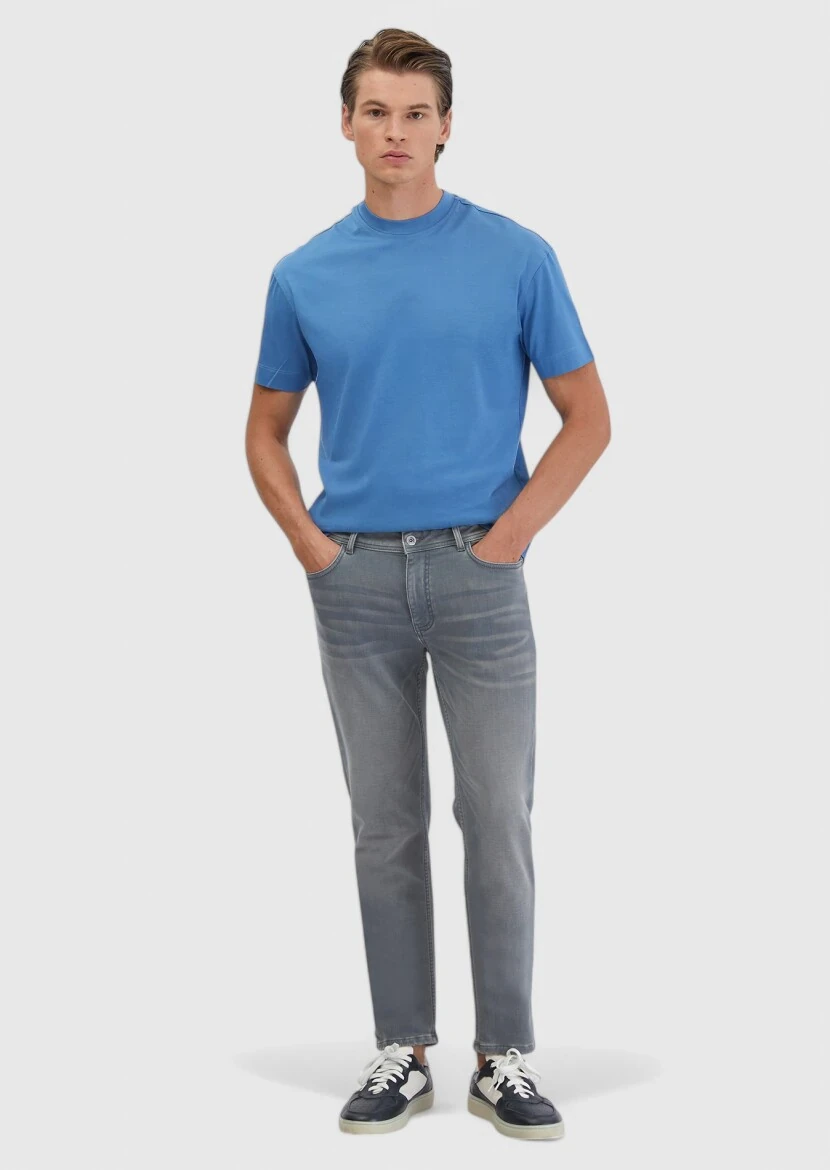 Blue Plain Crew Neck 100% Cotton T-Shirt 
