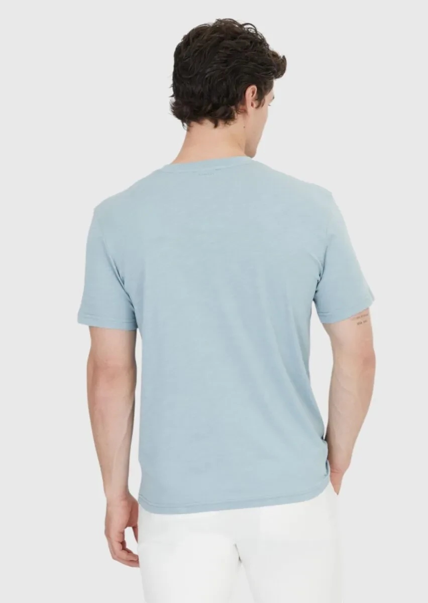 Blue Plain Crew Neck 100% Cotton T-Shirt - 4