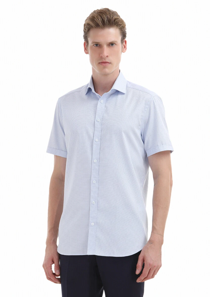 Blue Plain Regular Fit Antibacterial Weaving Classical 100% Cotton Shirt - 2