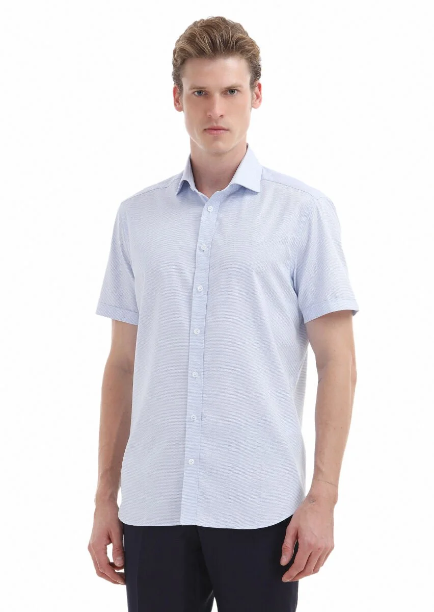 Blue Plain Regular Fit Antibacterial Weaving Classical 100% Cotton Shirt - 2
