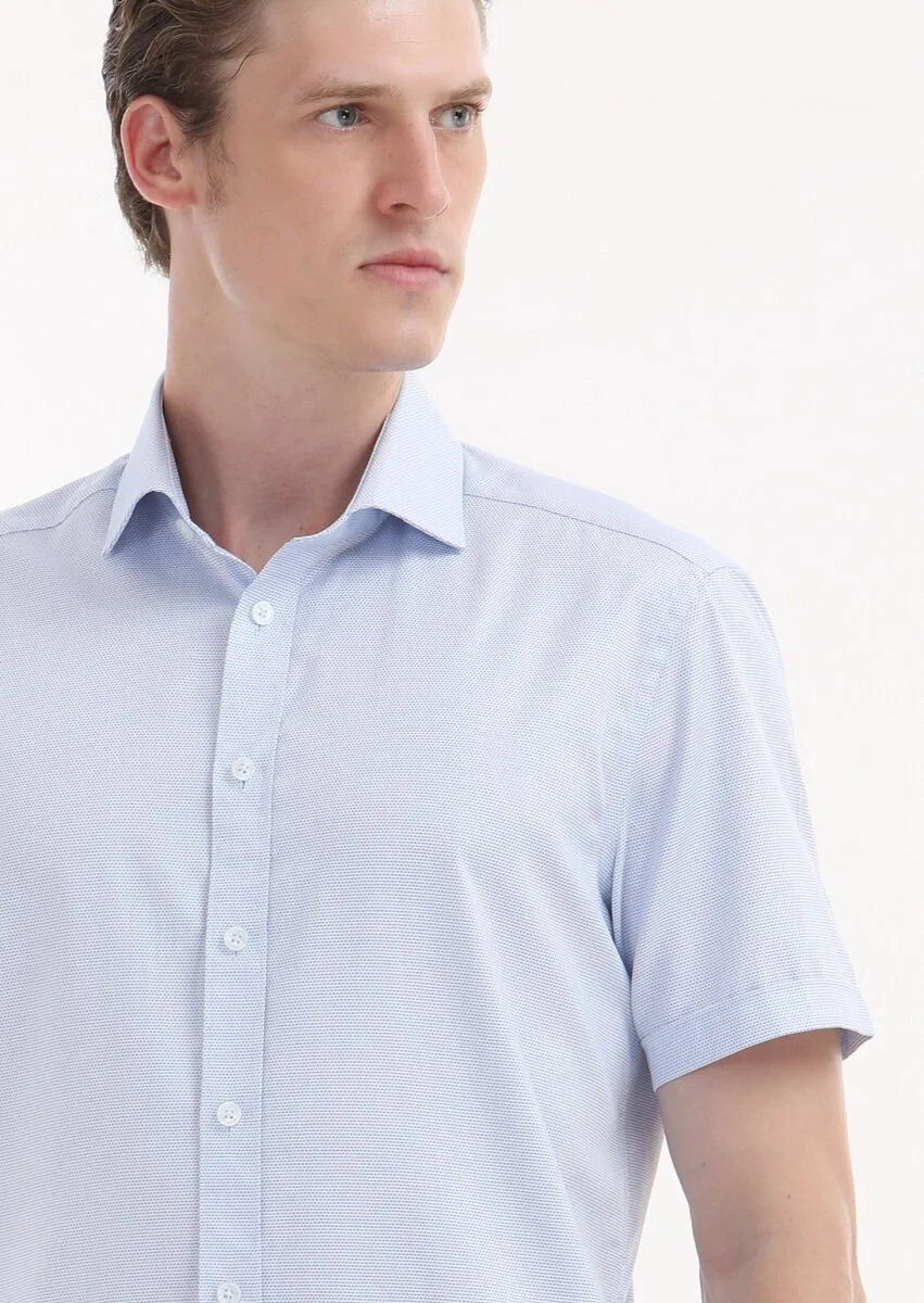 Blue Plain Regular Fit Antibacterial Weaving Classical 100% Cotton Shirt - 3