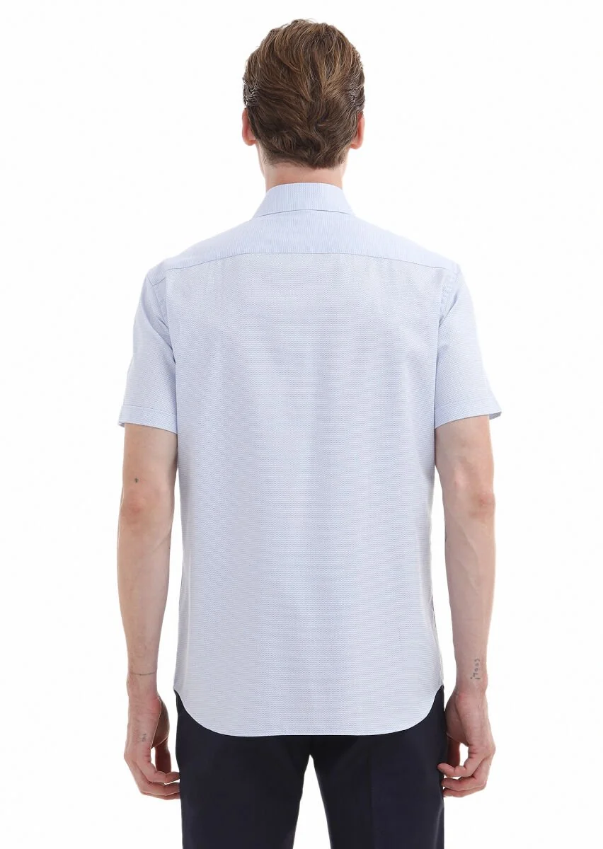 Blue Plain Regular Fit Antibacterial Weaving Classical 100% Cotton Shirt - 4