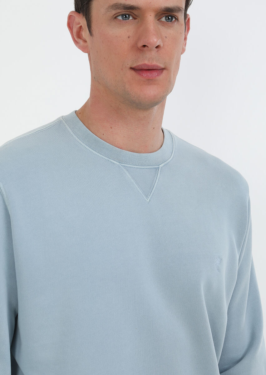 Blue Plain Sweatshirt - 3