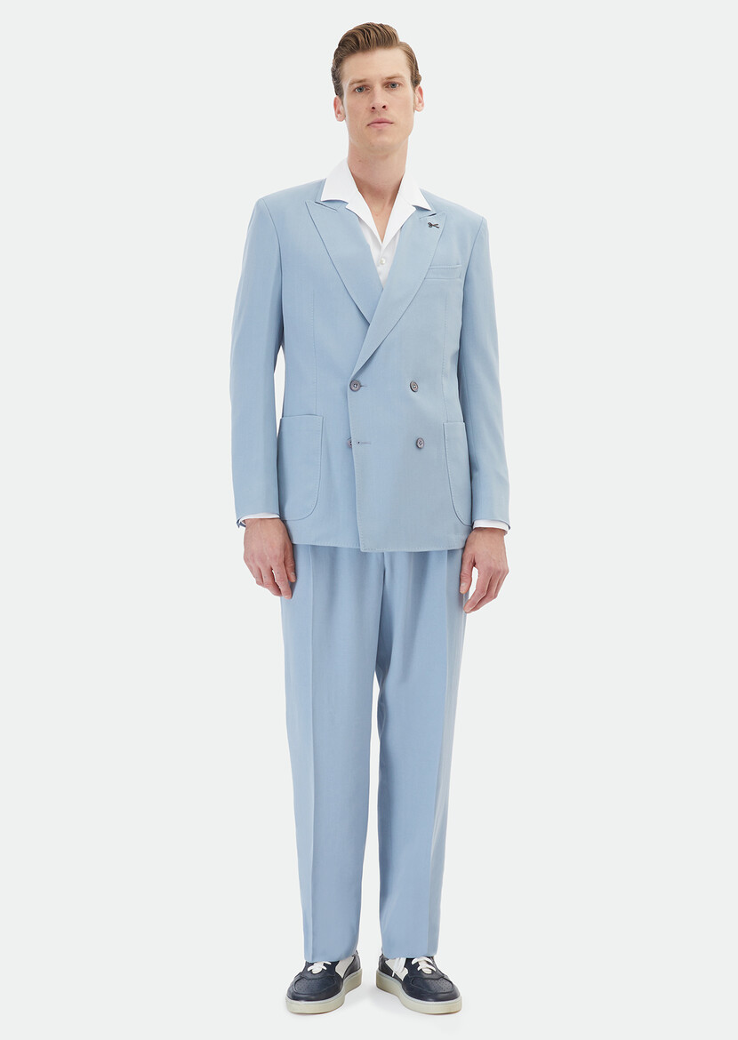 Blue Plain Zeroweight Slim Fit Suit - 2