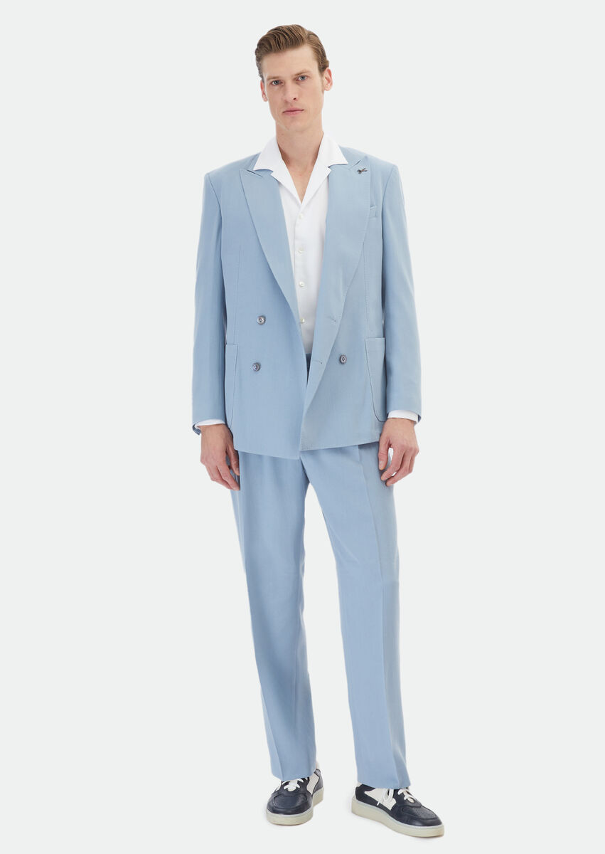 Blue Plain Zeroweight Slim Fit Suit - 3