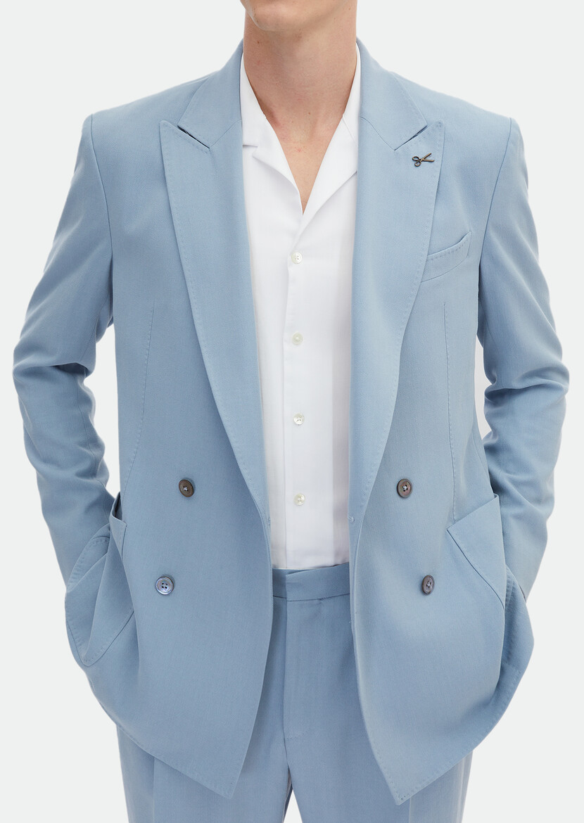 Blue Plain Zeroweight Slim Fit Suit - 7