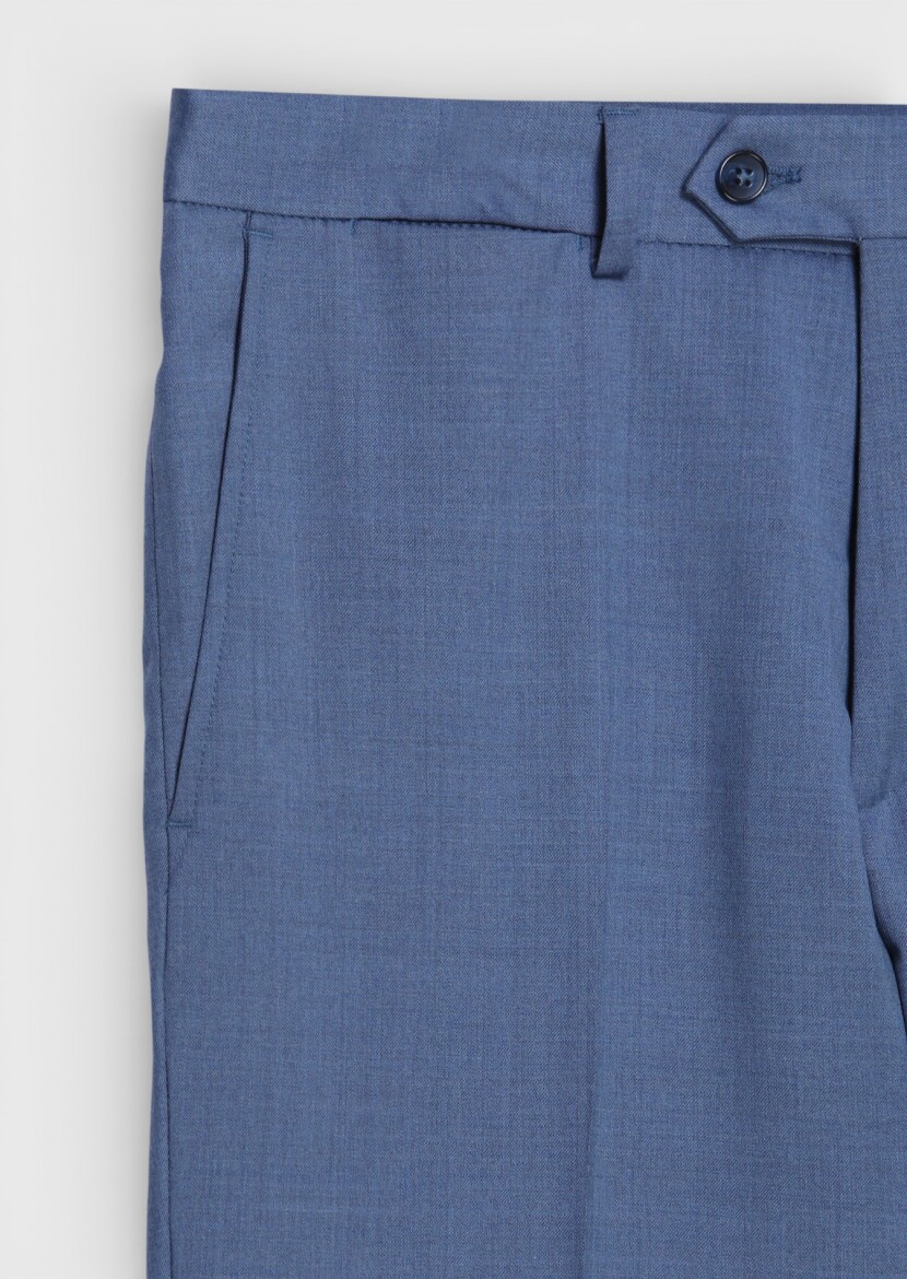 Blue Plain Zeroweight Slim Fit Wool Blended Suit - 10