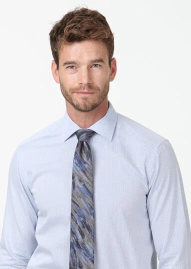 Blue Printed Regular Fit Weaving Classical 100% Cotton Shirt - 3