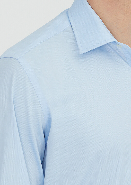 Blue Regular Fit Long Weaving Classical 100% Cotton Shirt - 3