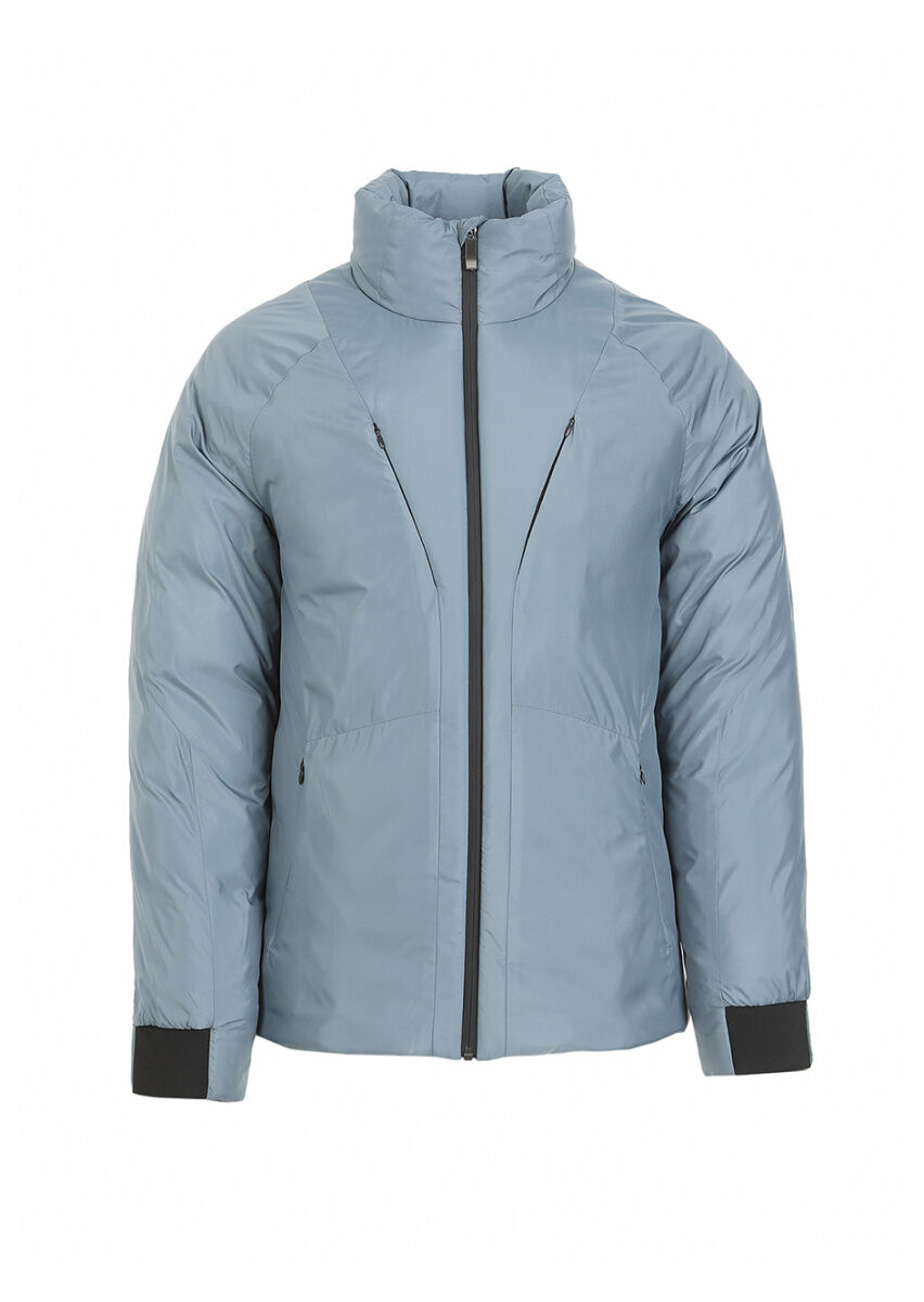 Blue Regular Fit Turtleneck Casual Weaving Coat - 8