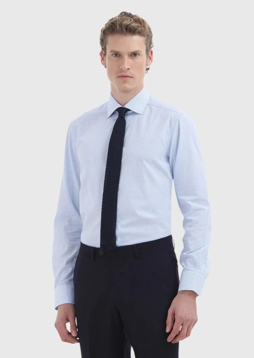 Blue Regular Fit Weaving Classical 100% Cotton Shirt - 2