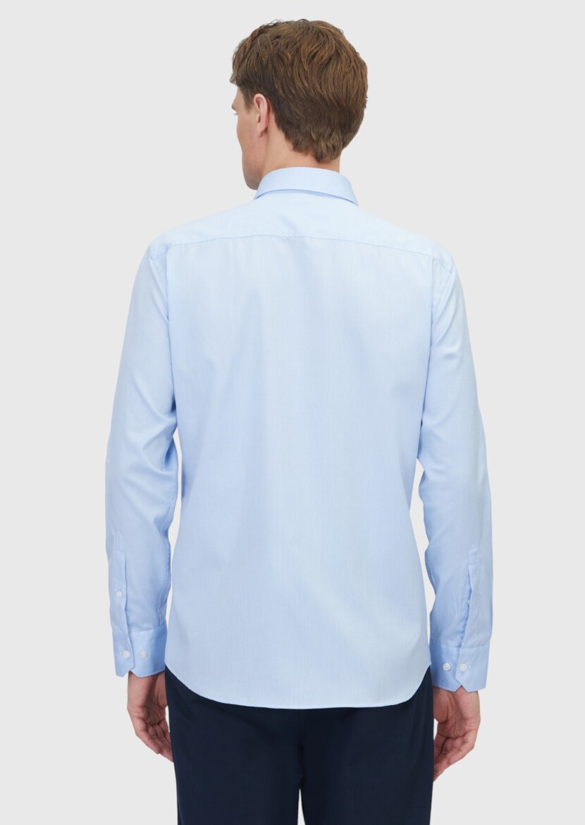 Blue Regular Fit Weaving Classical 100% Cotton Shirt - 6