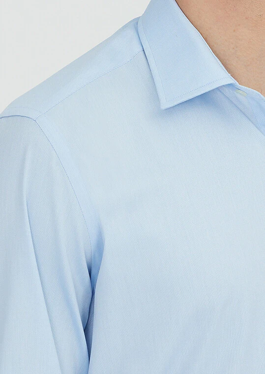 Blue Regular Fit Weaving Classical 100% Cotton Shirt - 3