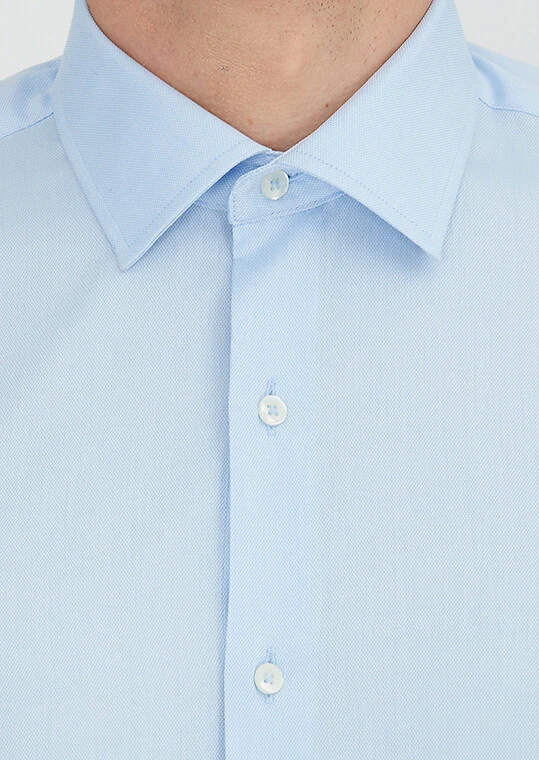 Blue Regular Fit Weaving Classical 100% Cotton Shirt - 4