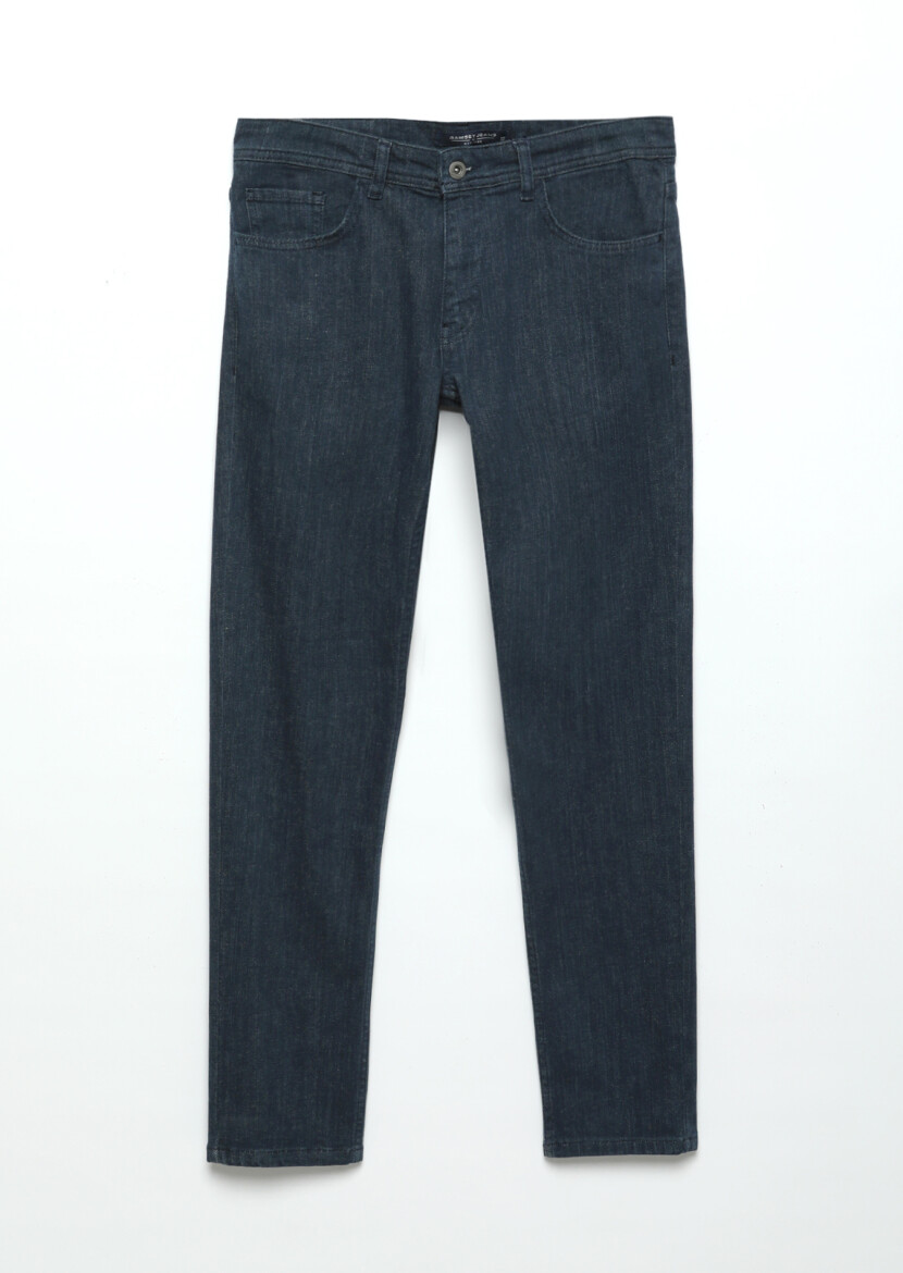 Blue Slim Fit Denim Cotton Blended Trousers - 7