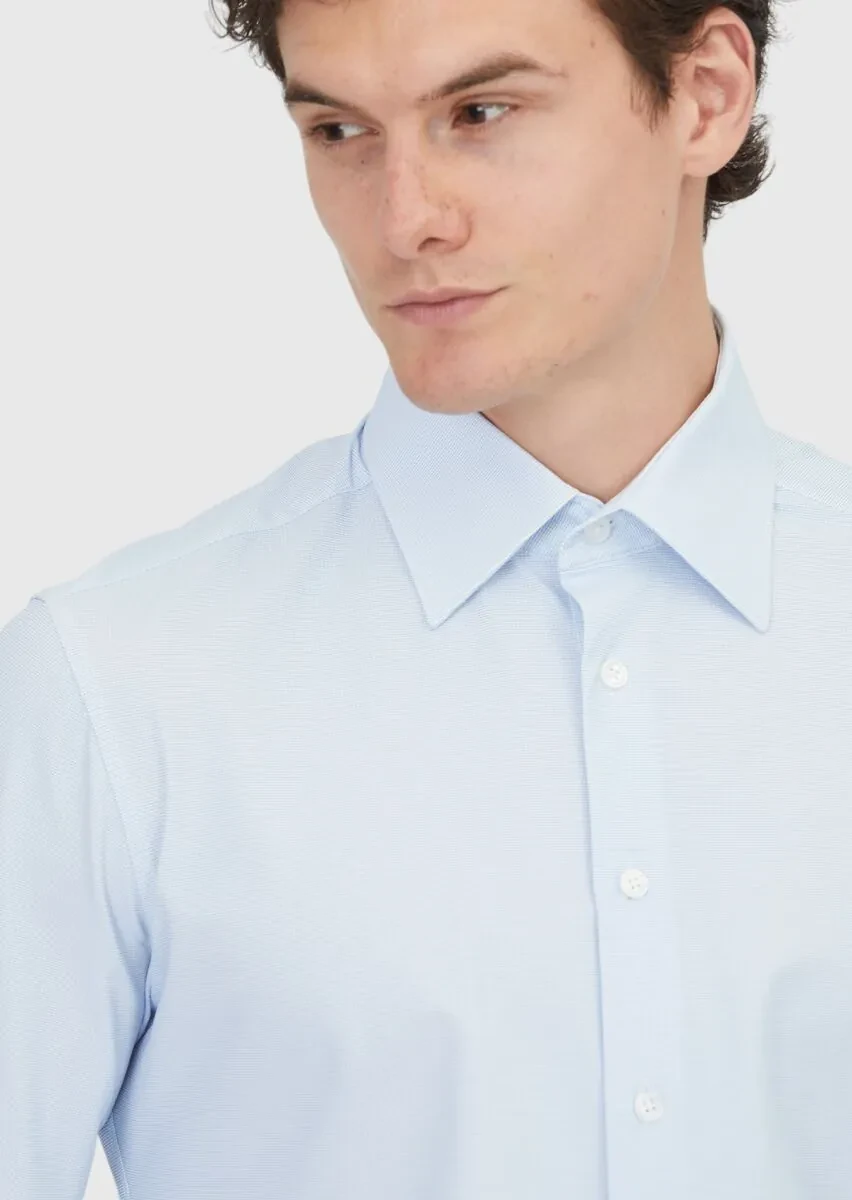 Blue Striped Regular Fit Knitting Classical Shirt - 3
