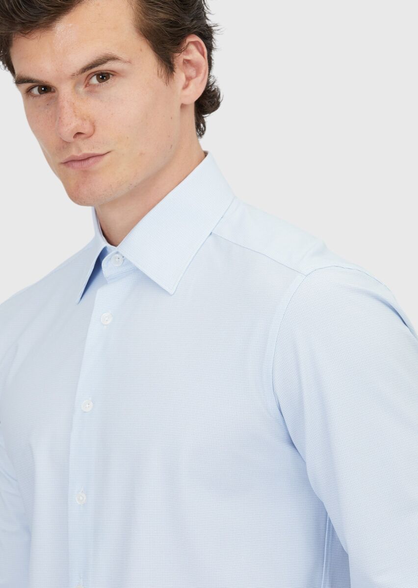 Blue Striped Regular Fit Long Knitting Classical Shirt - 4