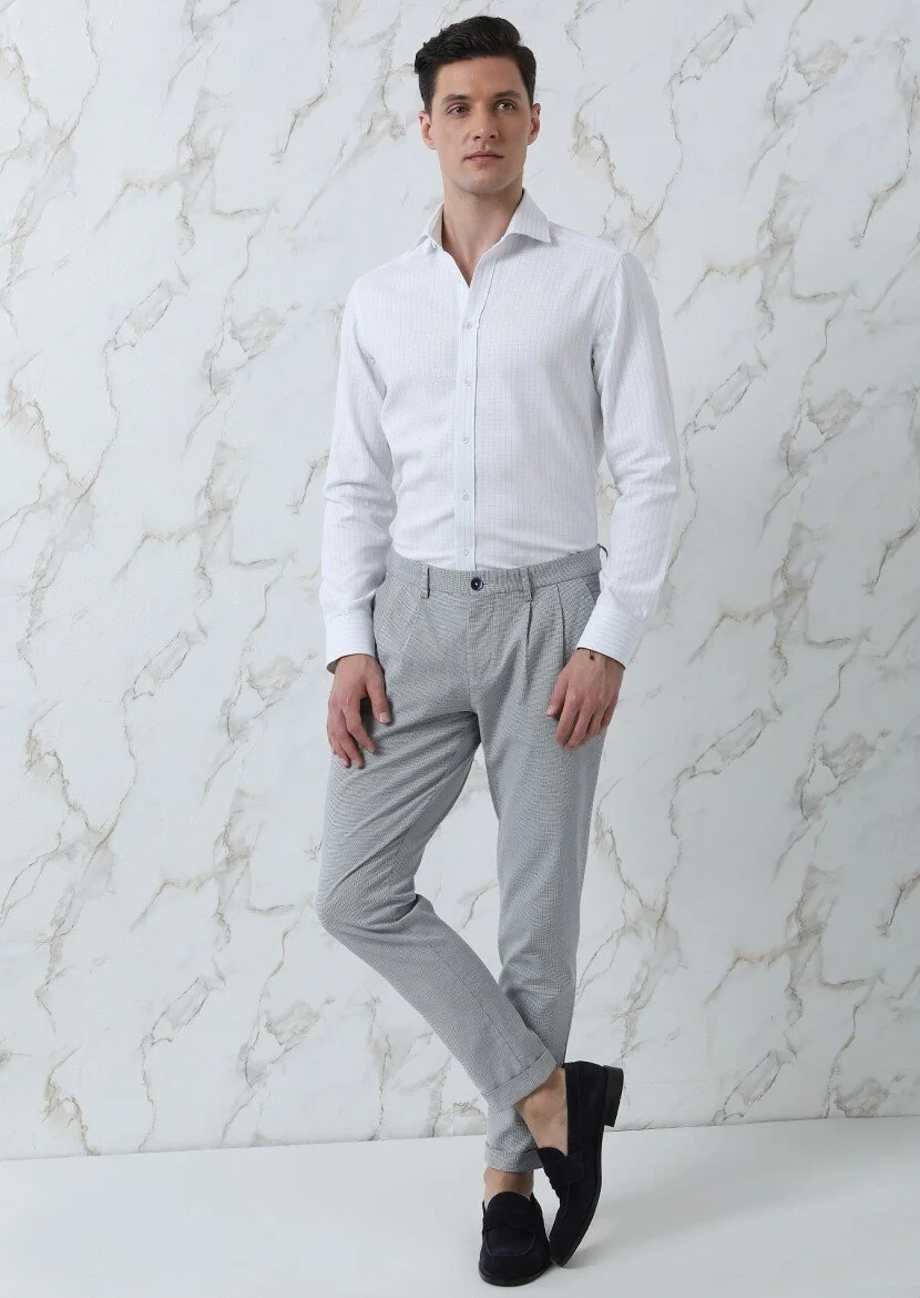 Blue Striped Regular Fit Weaving Classical 100% Cotton Shirt - 4