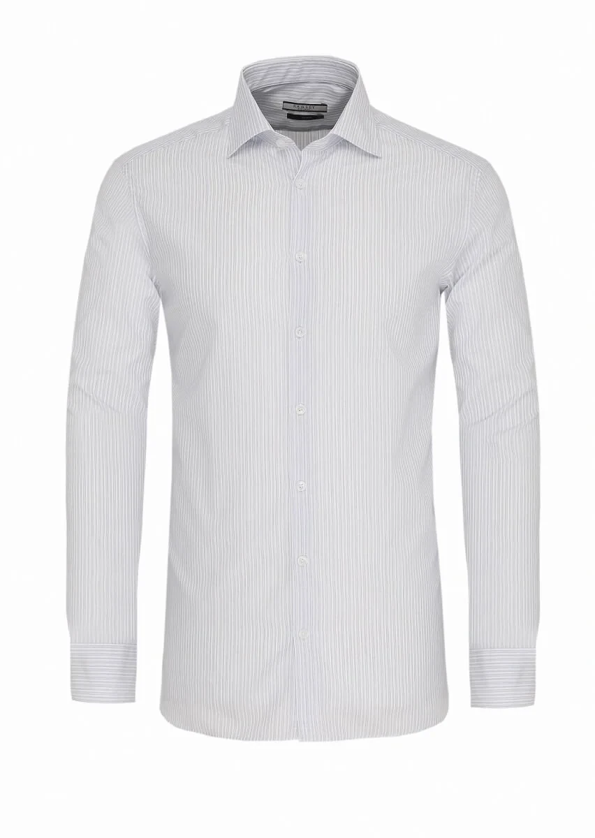 Blue Striped Regular Fit Weaving Classical 100% Cotton Shirt - 1