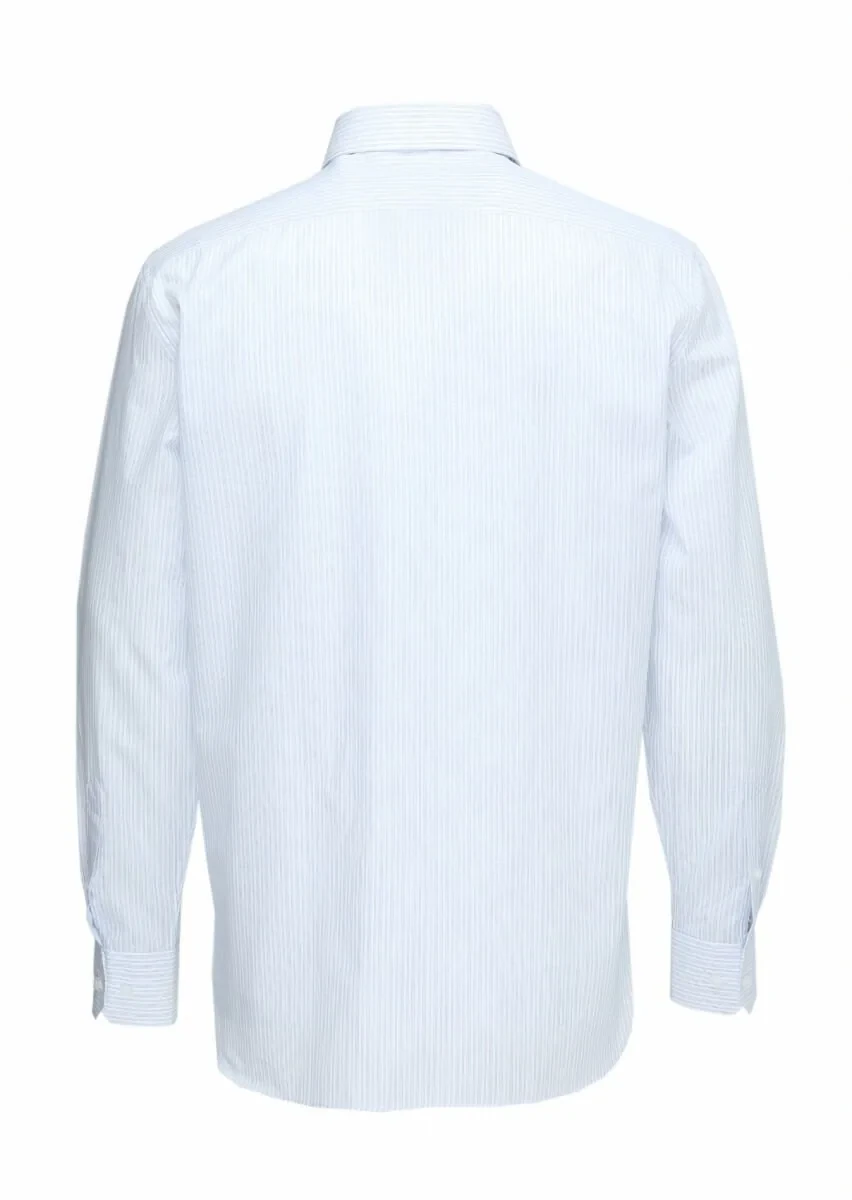 Blue Striped Regular Fit Weaving Classical 100% Cotton Shirt - 4