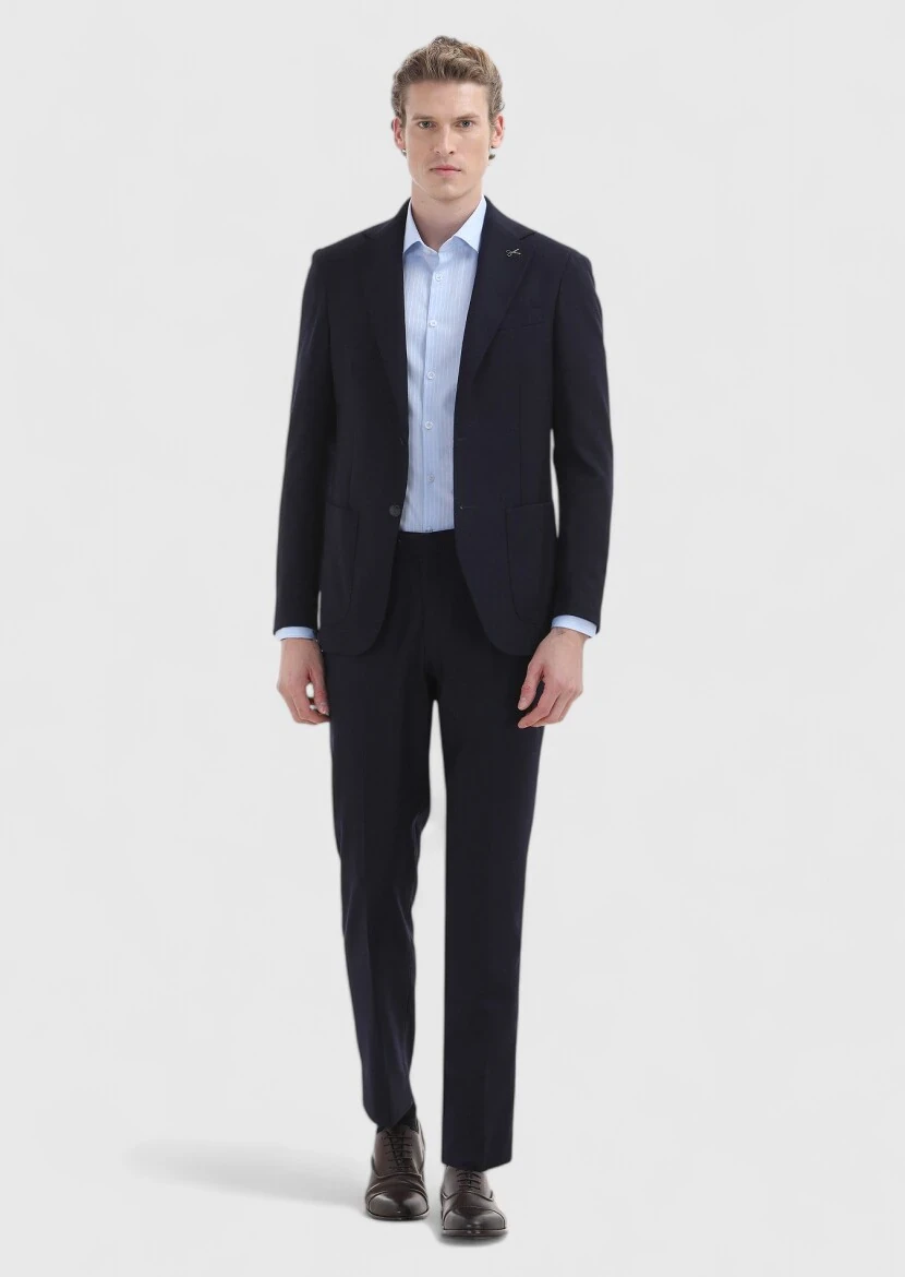 Blue Striped Regular Fit Weaving Classical 100% Cotton Shirt - 3