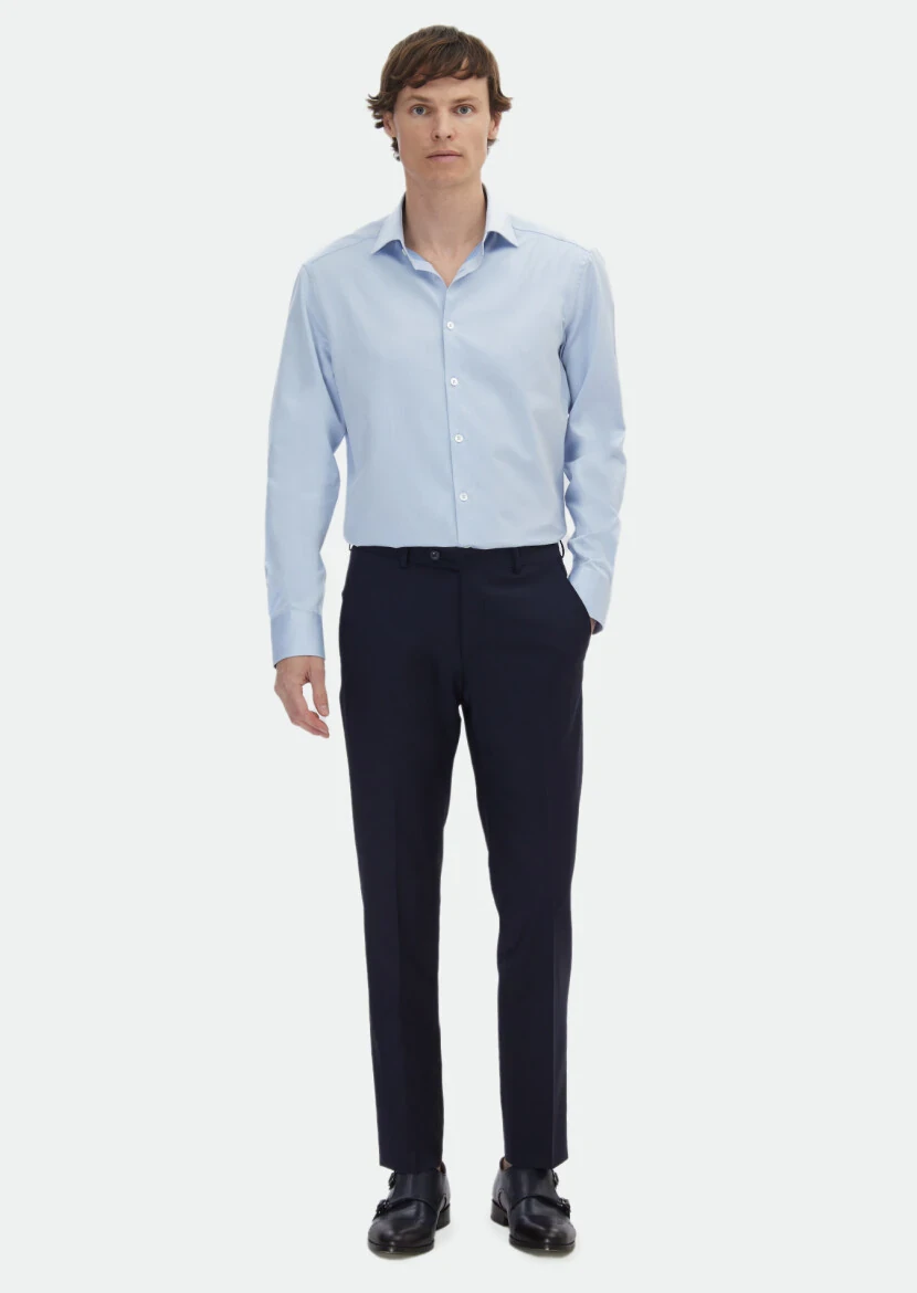 Blue Striped Regular Fit Weaving Classical 100% Cotton Shirt - RAMSEY