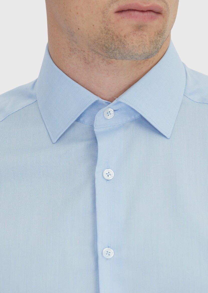 Blue Striped Regular Fit Weaving Classical Cotton Blended Shirt - 4