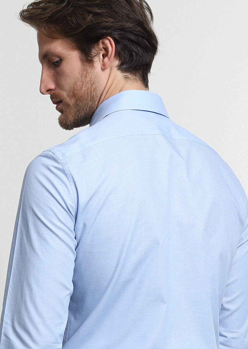 Blue Striped Slim Fit Long Weaving Classical 100% Cotton Shirt - 3