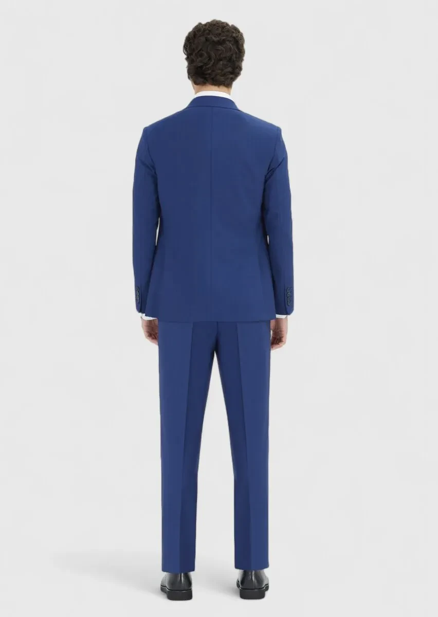 Blue Striped Zeroweight Slim Fit Wool Blended Suit - 4