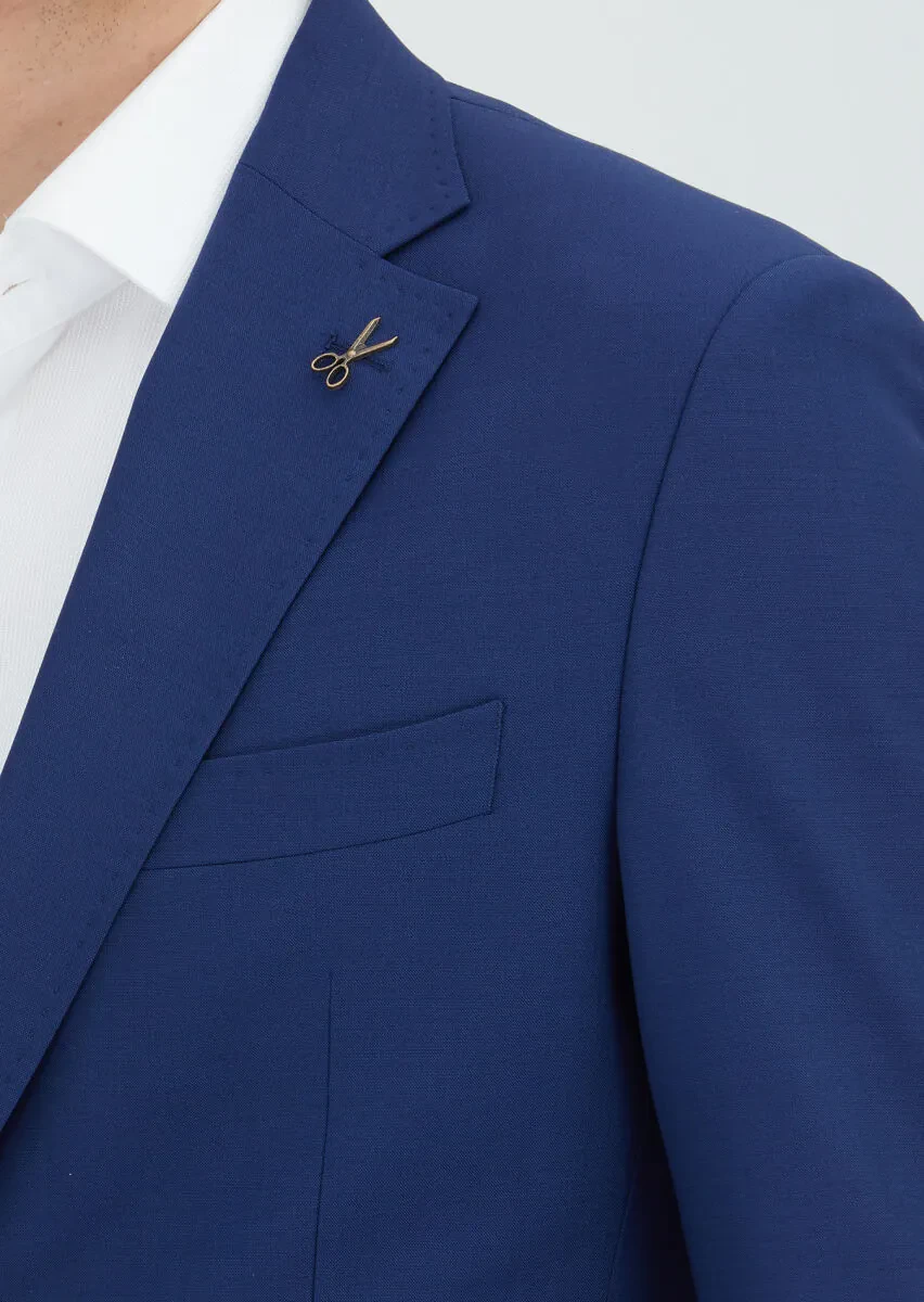 Blue Striped Zeroweight Slim Fit Wool Blended Suit - 4