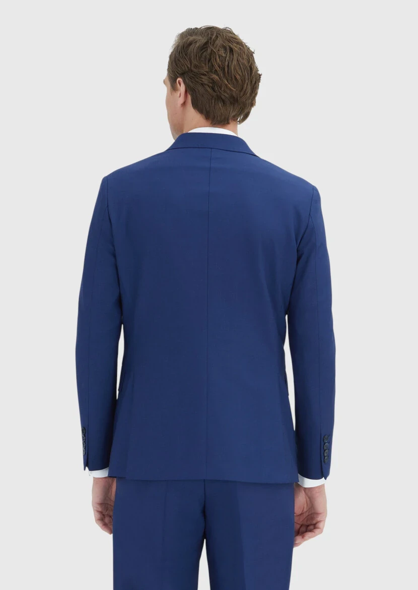 Blue Striped Zeroweight Slim Fit Wool Blended Suit - 6