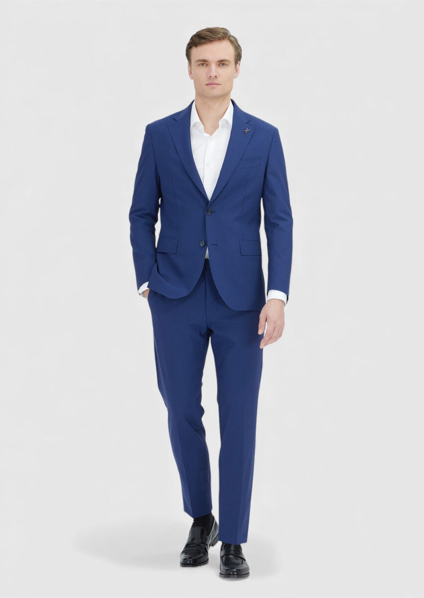 Blue Striped Zeroweight Slim Fit Wool Blended Suit - 1