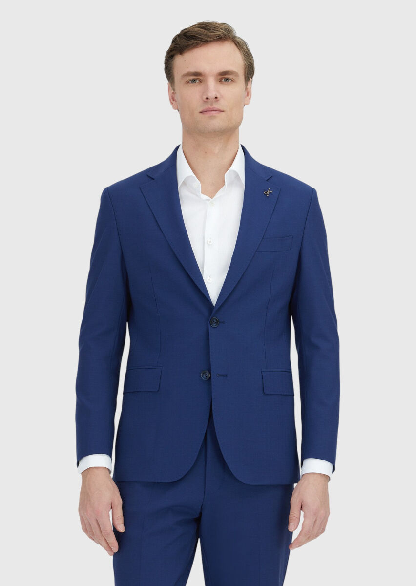 Blue Striped Zeroweight Slim Fit Wool Blended Suit - 2