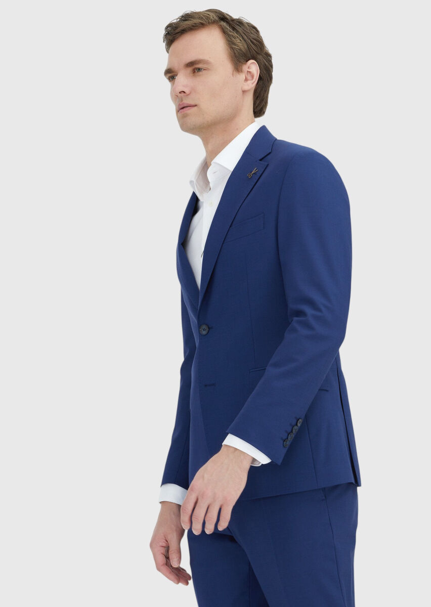 Blue Striped Zeroweight Slim Fit Wool Blended Suit - 3
