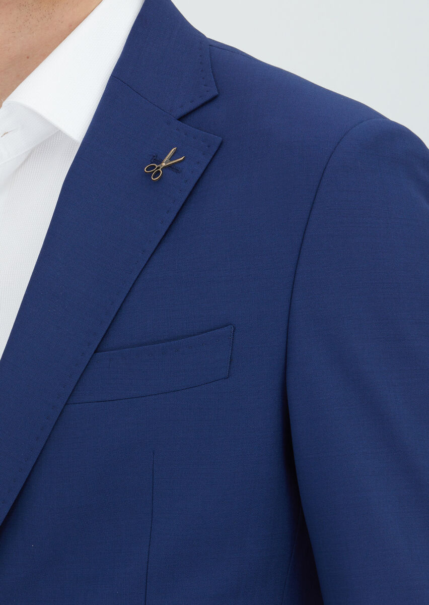 Blue Striped Zeroweight Slim Fit Wool Blended Suit - 4