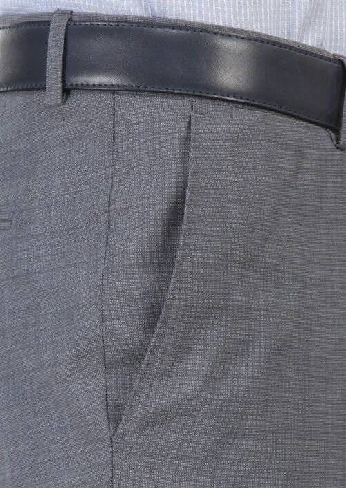 Blue Weaving Modern Fit Classical 100% Wool Trousers - 4