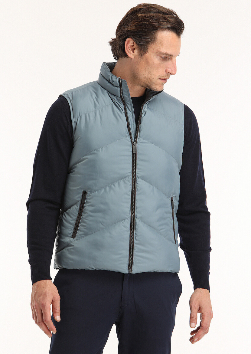 Blue Weaving Puffer Vest - 2