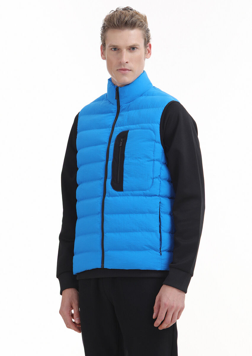 Blue Weaving Puffer Vest - 4