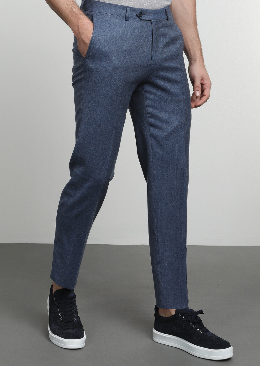 Blue Weaving Regular Classical 100% Wool Trousers 