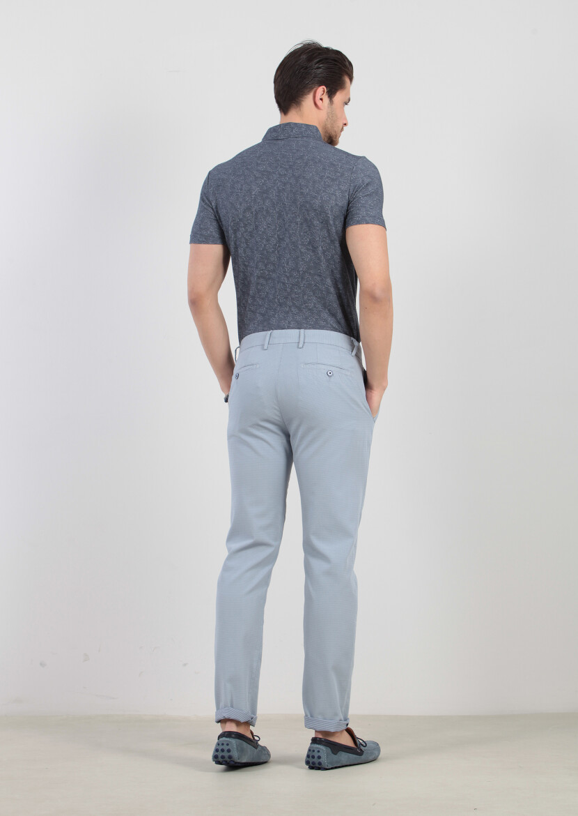 Blue Weaving Regular Fit Casual 100% Cotton Trousers - 2
