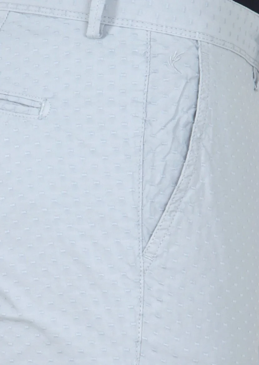 Blue Weaving Regular Fit Casual Cotton Blended Trousers - 3