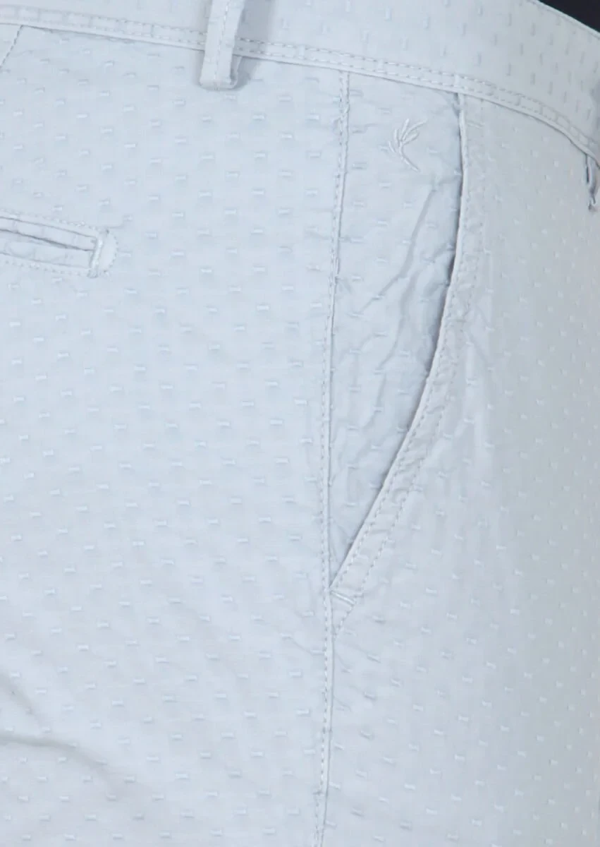 Blue Weaving Regular Fit Casual Cotton Blended Trousers - 3