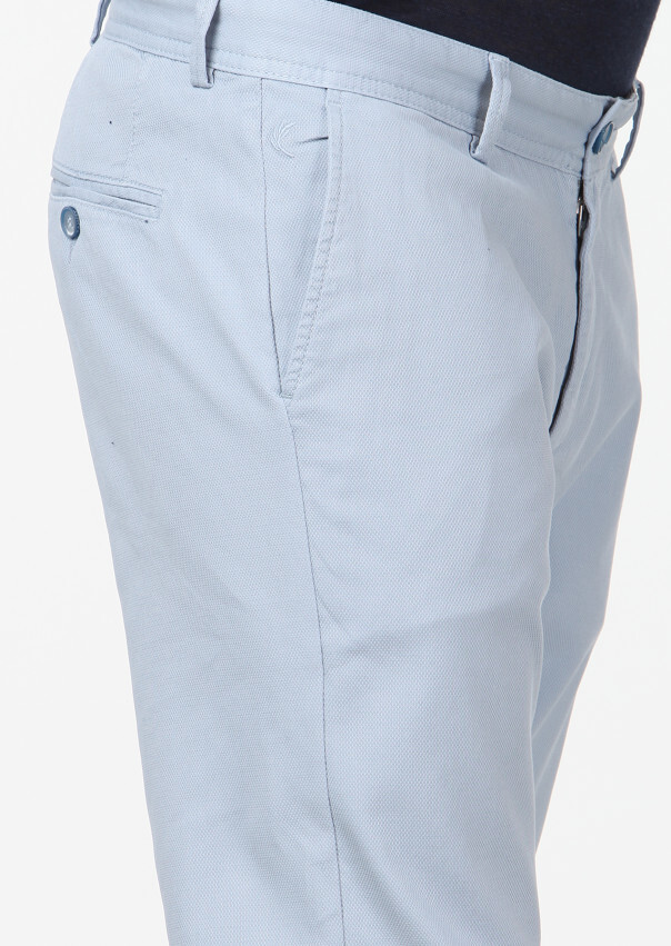 Blue Weaving Regular Fit Casual Cotton Blended Trousers - 3